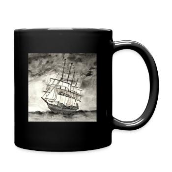 Segelschiff - Tasse einfarbig - Schwarz - Rechts