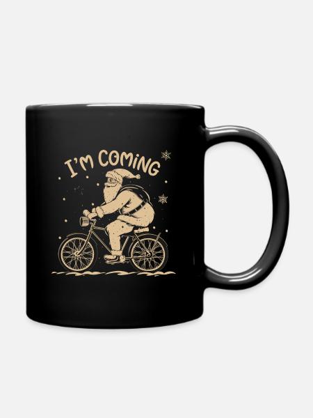 Der Weihnachtsmann kommt - Tasse einfarbig - Schwarz