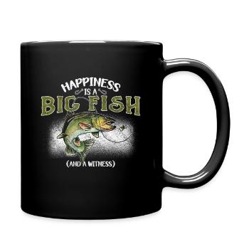 Angler Angeln Geschenkidee Happiness Is A Big Fish - Tasse einfarbig - Schwarz - Rechts