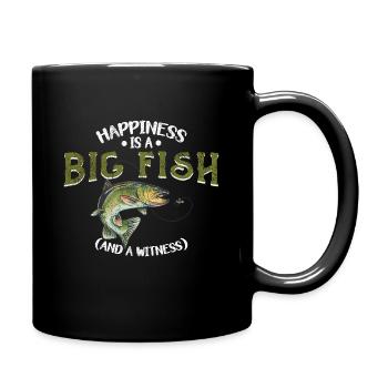 Angler Angeln Geschenkidee Happiness Is A Big Fish - Tasse einfarbig - Schwarz - Rechts