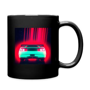 Auto von hinten mit rotem Licht - Tasse einfarbig - Schwarz - Rechts