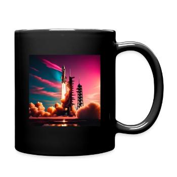 Lancement d’une fusée au coucher du soleil - Mug uni - noir - Droite