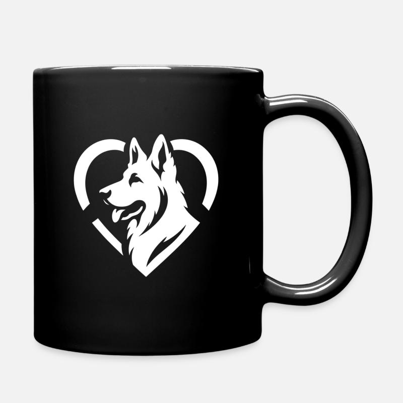 My heart beats for German Shepherds - Full Colour Mug - black