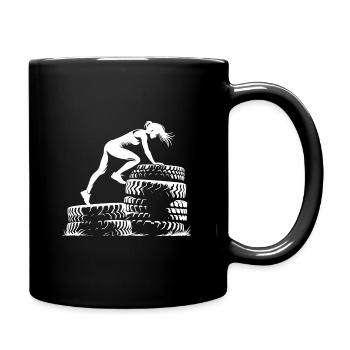 Sporty over the tire tower - Full Colour Mug - black - Right