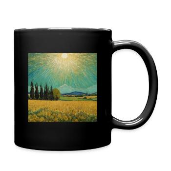 Spektakuläre Sonnenstrahlen über Sonnenblumen - Tasse einfarbig - Schwarz - Rechts