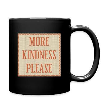 "More Kindness" – Strick-Design in sanften Farben - Tasse einfarbig - Schwarz - Rechts