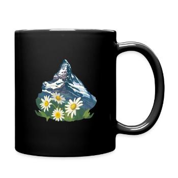 Alpen Matterhorn Mountain and Edelweiss Flower - Tasse einfarbig - Schwarz - Rechts