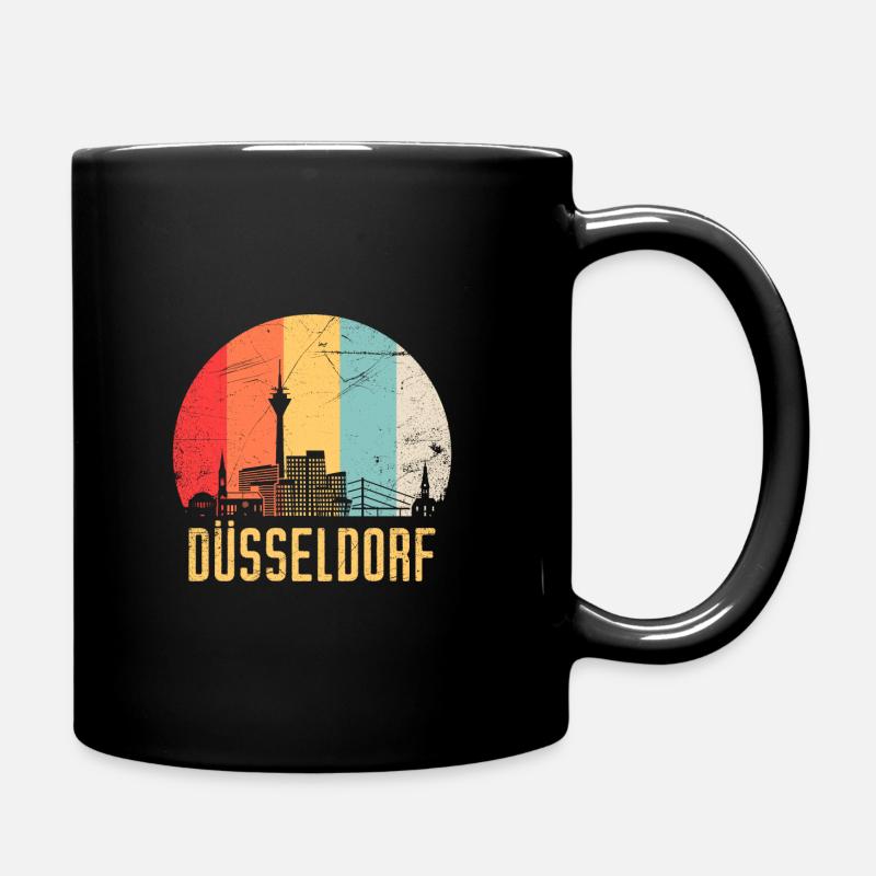 Düsseldorf Skyline Silhouette 80er Retro Vintage - Tasse einfarbig - Schwarz