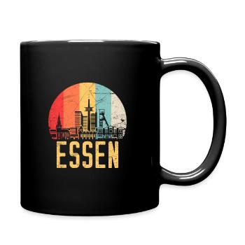 Essen Skyline Silhouette 80er Retro Vintage - Tasse einfarbig - Schwarz - Rechts