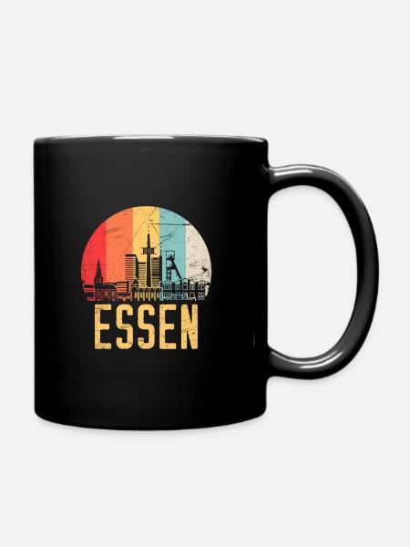 Essen Skyline Silhouette 80er Retro Vintage - Tasse einfarbig - Schwarz