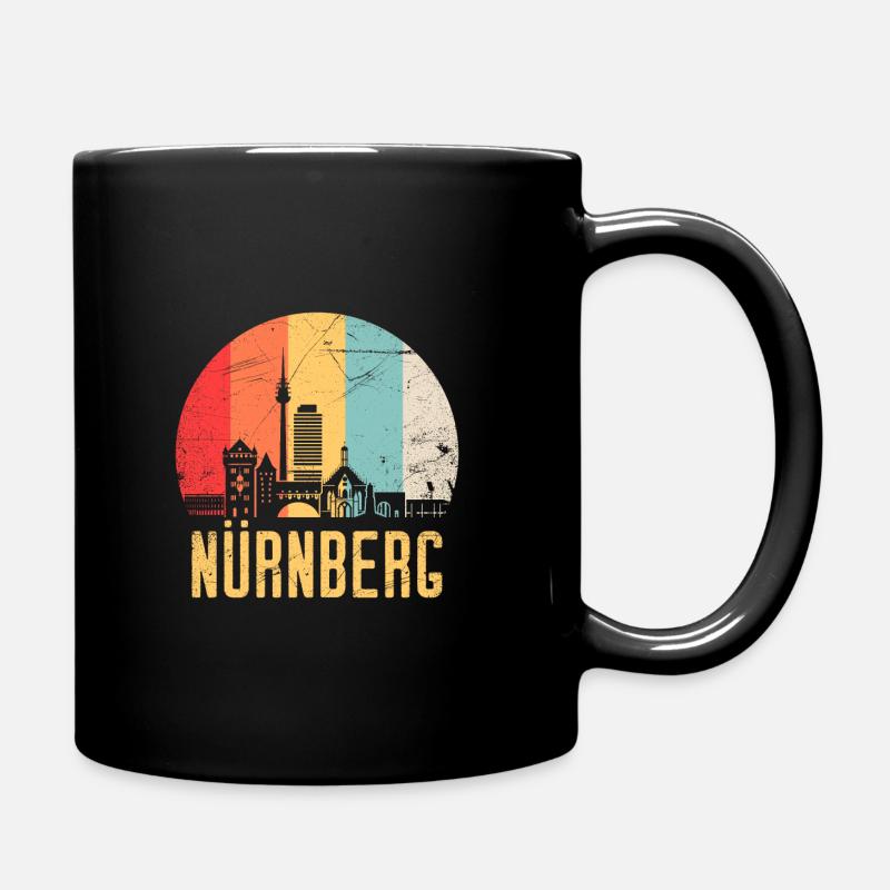 Nuremberg Skyline Silhouette 80s Retro Vintage - Full Colour Mug - black