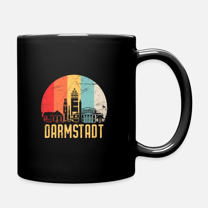 Darmstadt Skyline Silhouette 80er Retro Vintage - Tasse einfarbig - Schwarz