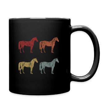Pony Reiten Retro Reiter Pferd Pferde Reitsport - Tasse einfarbig - Schwarz - Rechts
