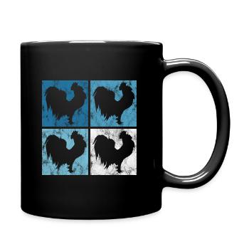 Hahn Retro Hühnerzüchter Hühner Henne Huhn Küken - Tasse einfarbig - Schwarz - Rechts