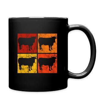 Kühe Retro Rind Landwirt Landwirtschaft Kuh Bauer - Tasse einfarbig - Schwarz - Rechts