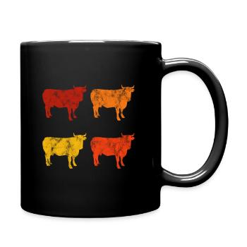 Landwirt Kuh Kühe Rind Retro Landwirtschaft Bauer - Tasse einfarbig - Schwarz - Rechts