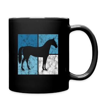 Reiten Reiter Retro Pony Pferde Pferd Reitsport - Tasse einfarbig - Schwarz - Rechts