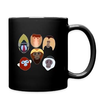 Affen - Tasse einfarbig - Schwarz - Rechts