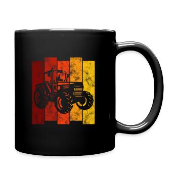 Bauernhof Traktor Retro Bauer Trecker Traktoren - Tasse einfarbig - Schwarz - Rechts