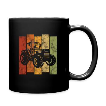 Bauer Bauernhof Retro Traktor Trecker Traktoren - Tasse einfarbig - Schwarz - Rechts