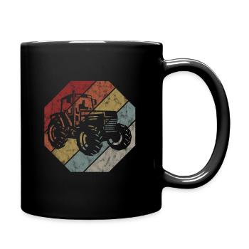 Bauer Traktor Retro Trecker Bauernhof Traktoren - Tasse einfarbig - Schwarz - Rechts
