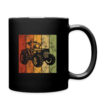 Farmer Tractor Farm Tractors Retro Tractor - Full Colour Mug - black - Right