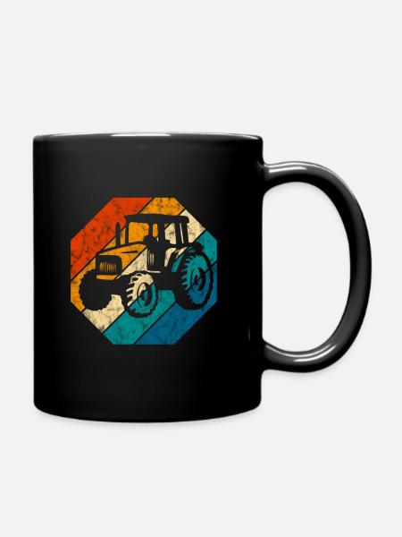 Bauernhof Bauer Traktor Retro Traktoren Trecker - Ensfarvet krus - sort