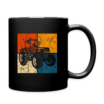 Traktor Bauernhof Retro Bauer Trecker Traktoren - Tasse einfarbig - Schwarz - Rechts