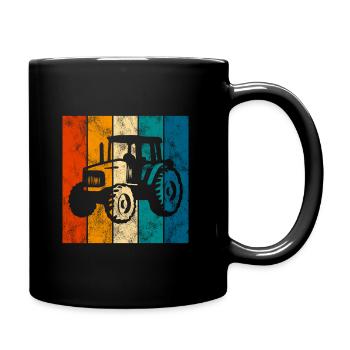 Bauernhof Traktor Bauer Trecker Retro Traktoren - Tasse einfarbig - Schwarz - Rechts