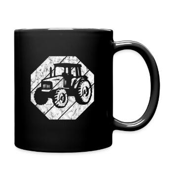 Bauernhof Traktoren Retro Trecker Bauer Traktor - Tasse einfarbig - Schwarz - Rechts