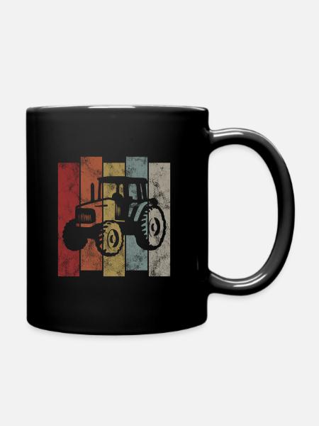 Traktoren Trecker Bauer Retro Traktor Bauernhof - Tasse einfarbig - Schwarz