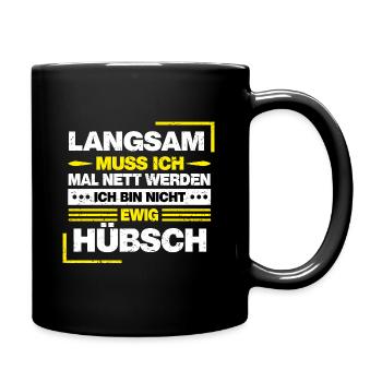 LANGSAM MUSS ICH MAL NETT WERDEN, ZICKEN T-SHIRT - Tasse einfarbig - Schwarz - Rechts