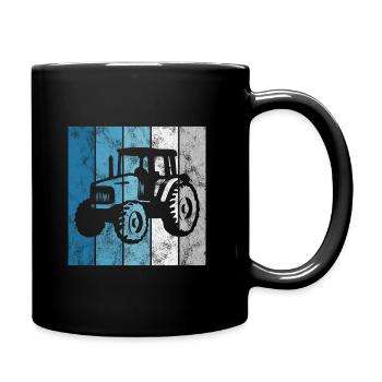 Traktoren Trecker Bauer Retro Traktor Bauernhof - Tasse einfarbig - Schwarz - Rechts