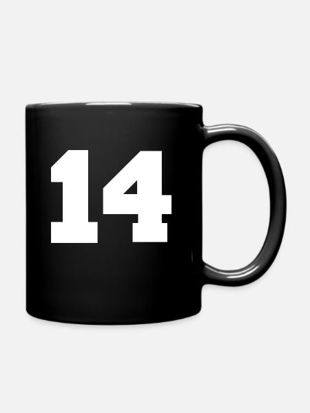 14 Fourteen Number Lucky Number Birthday Gift - Full Colour Mug - black