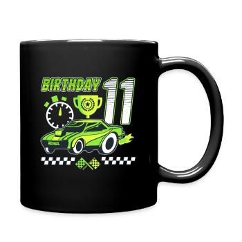 11th birthday racing car 11 years old racing driver - Full Colour Mug - black - Right