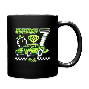 7th birthday racing car 7 years old racing driver - Full Colour Mug - black - Right