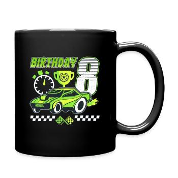 8th birthday racing car 8 years old racing driver - Full Colour Mug - black - Right