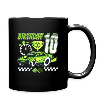 10th birthday racing car 10 years old racing driver - Full Colour Mug - black - Right