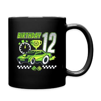 12th birthday racing car 12 years old racing driver - Full Colour Mug - black - Right