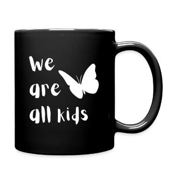 We are all kids Schmetterling Vielfalt Frieden - Tasse einfarbig - Schwarz - Rechts