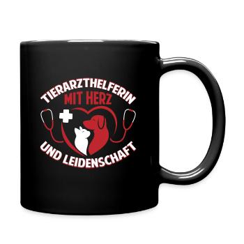 Tierarzthelferin mit Herz und Leidenschaft TFA - Tasse einfarbig - Schwarz - Rechts