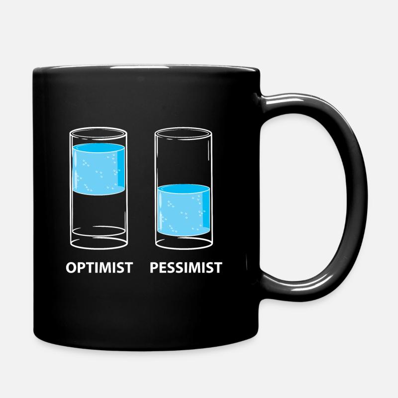 Optimist - Pessimist, Glas gefüllt - Tasse einfarbig - Schwarz