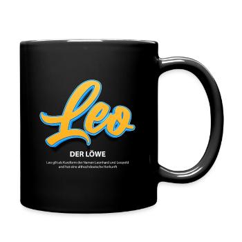 Leo in 3D mit Bedeutung - Tasse einfarbig - Schwarz - Rechts