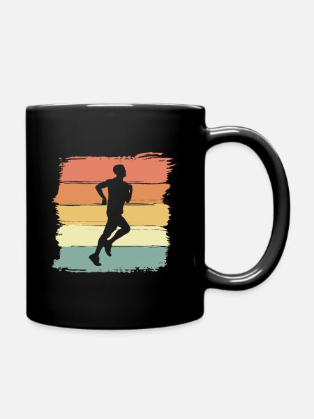 Laufen retro Laufsport vintage - Tasse einfarbig - Schwarz