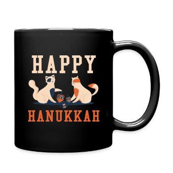 Cats Jewish Christmas Jew Happy Hanukkah - Full Colour Mug - black - Right