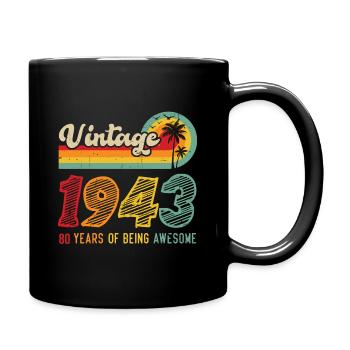 Vintage 1943, birthday gift 80 years - Full Colour Mug - black - Right