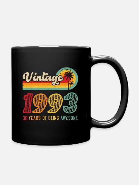 Vintage 1993, Cadeau D'anniversaire 30 Ans - Mug uni - noir