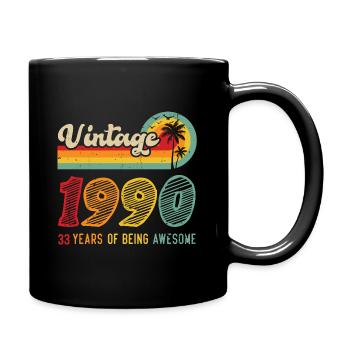 Vintage 1990, birthday gift 33 years - Full Colour Mug - black - Right