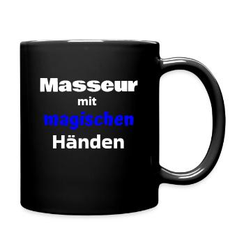 Masseur mit magischen Händen, Massage, Massagen - Tasse einfarbig - Schwarz - Rechts