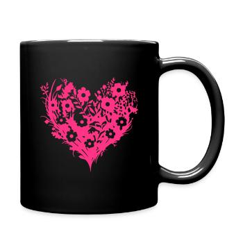 flowers heart - Full Colour Mug - black - Right